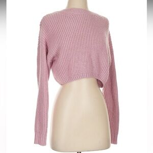 Elodie Small Soft Pink Crew Neck Cropped Sweater